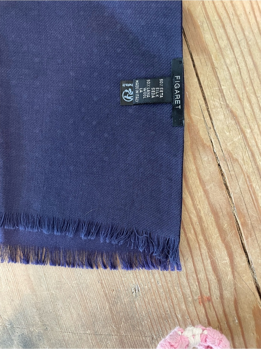 Figaret Men's Navy Polka Dot Silk Scarf - Picture 3 of 3
